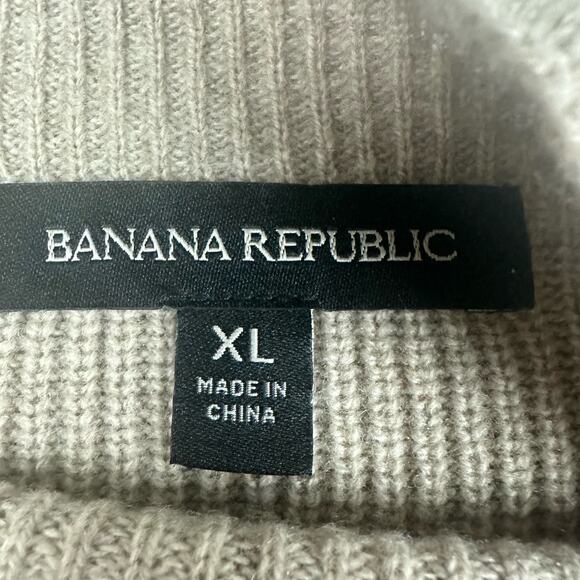 Banana Republic Size XL Womens Tan Wool Cashmere Blend Mock Neck Ribbed Sweater - Picture 3 of 7